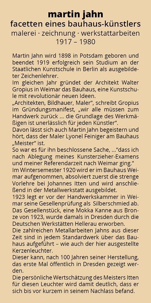 Ausstellung „Martin Jahn – Facetten eines Bauhauskünstlers“ ab 26.08.2023