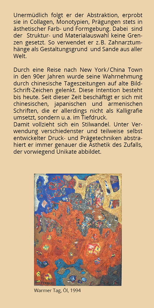Ausstellung Heinz Ferbert – Restrospektive zum 70. Geburtstag“ ab 16.03.2024