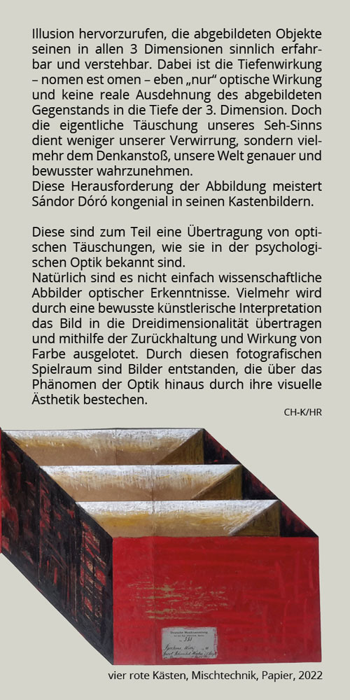 Ausstellung Sándor Dóró – „Kastenbilder aus der Kastenrepublik IX“ ab 06.07.2024